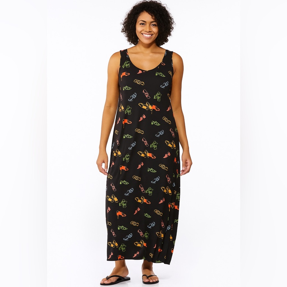 Vintage Loco Lindo maxi dress Colorful Shoe Print